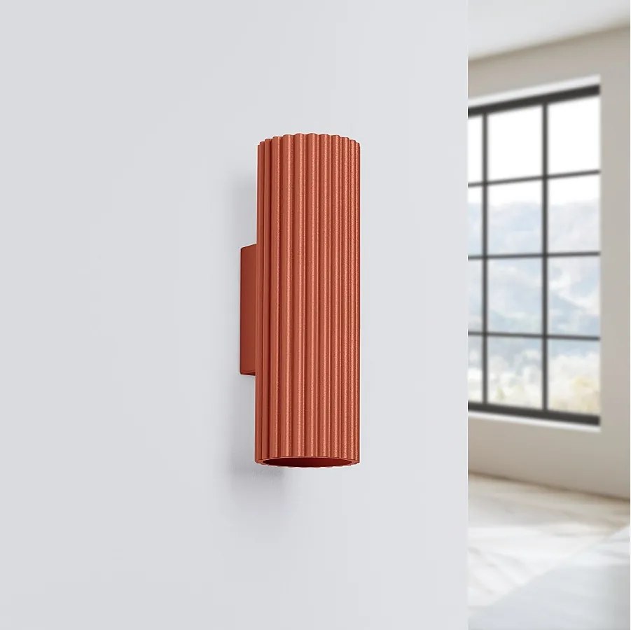 Lampa ścienna minimalistyczny Gloow, aluminium - 2 źródło światła 4000K - L.6.5 x H.20 cm - ochra czerwona