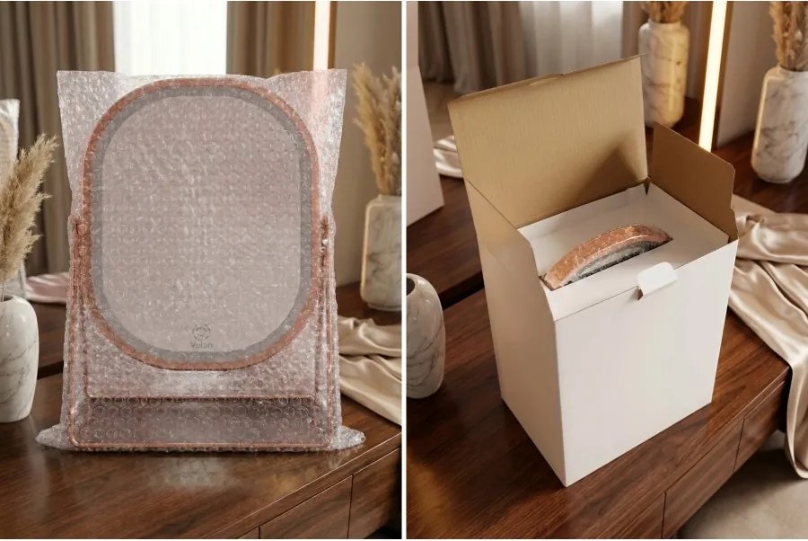 Lusterko Do Makijażu PREMIUM Kosmetyczne POŁYSK Metalowe PODŚWIETLANE LED