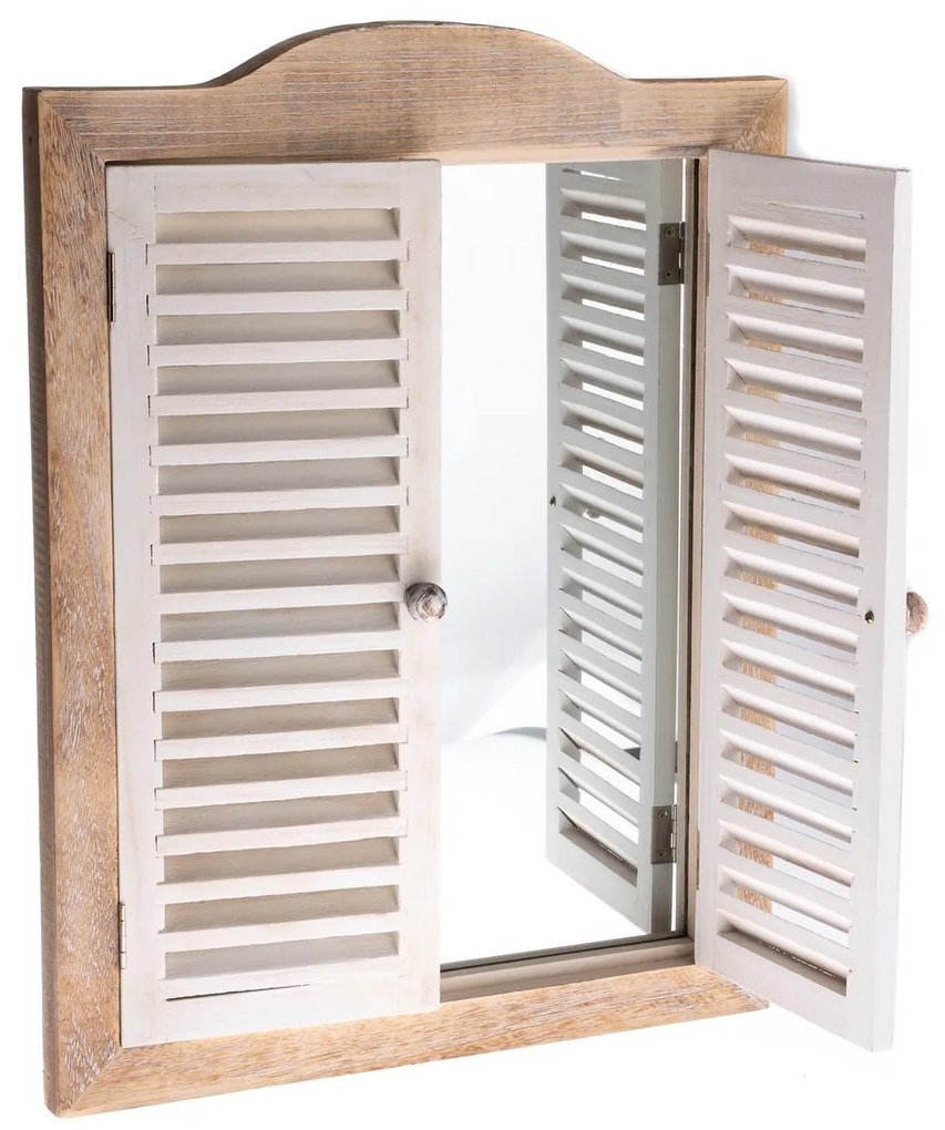 Wiszące lustro z żaluzjami Breeze naturalne, 45 x 60 x 3 cm
