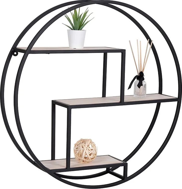 Półka Rotterdam, Czarny, 14x62x62 cm, Kendra Home