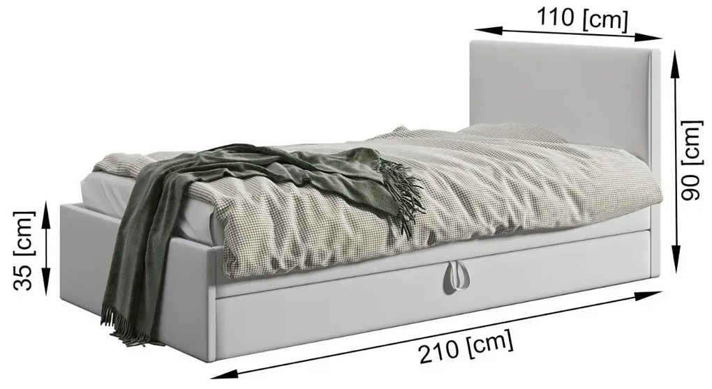 Łóżko młodzieżowe VIVO 2 100x200 różowe z tapicerowanym panelem i szufladą MKPOL