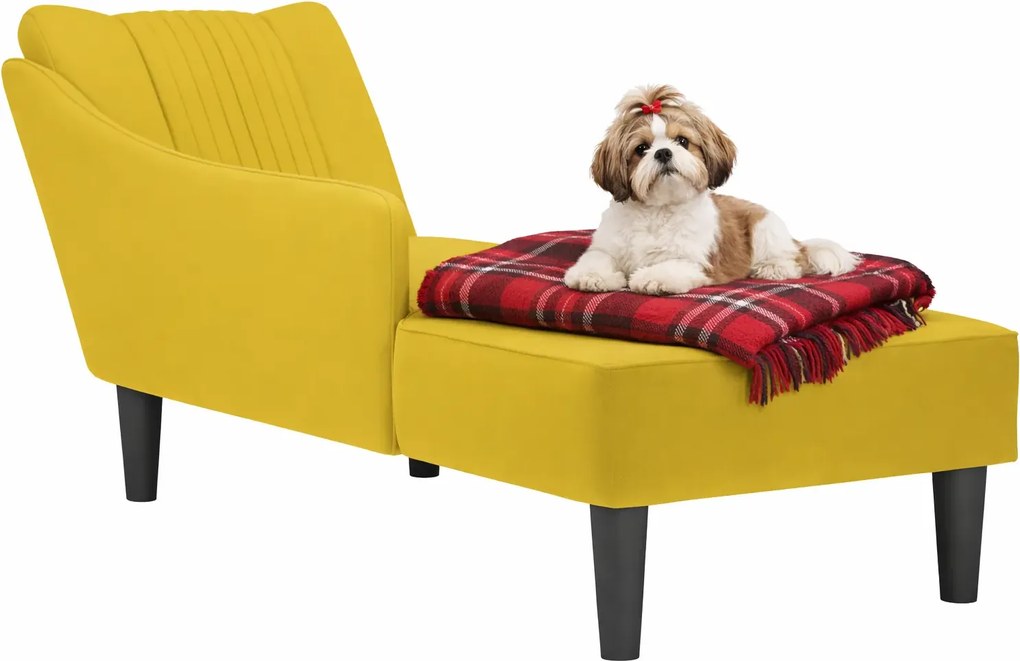 Nowoczesny żółty szezlong z podłokietnikiem F9-E11