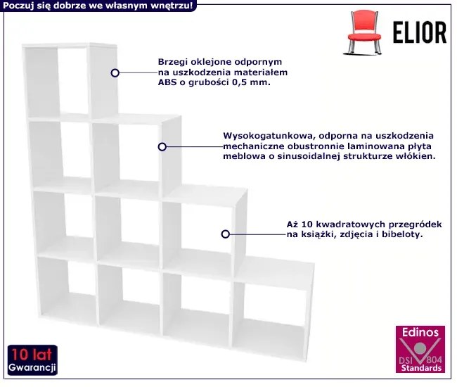 Minimalistyczny Regał Biały Schodkowy Ohar