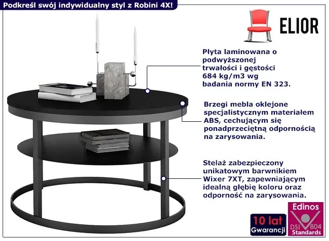 Czarny stolik kawowy w stylu industrialnym - Robini 4X