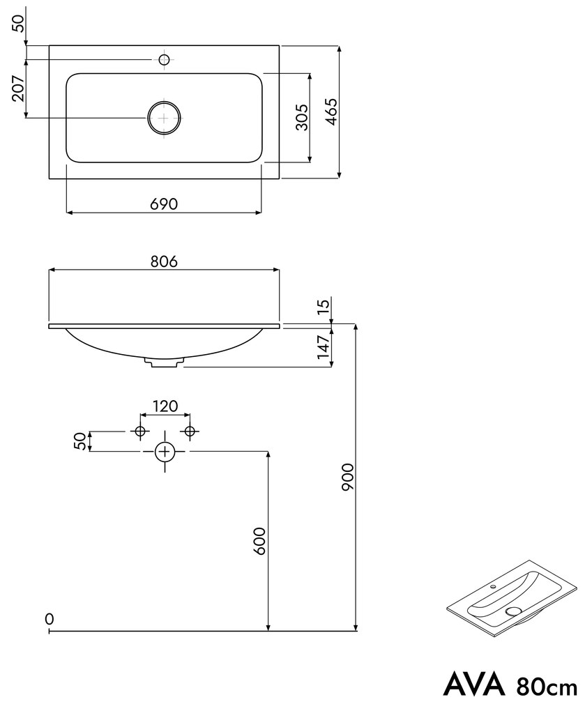 Szafka podumywalkowa AVA 80 cm