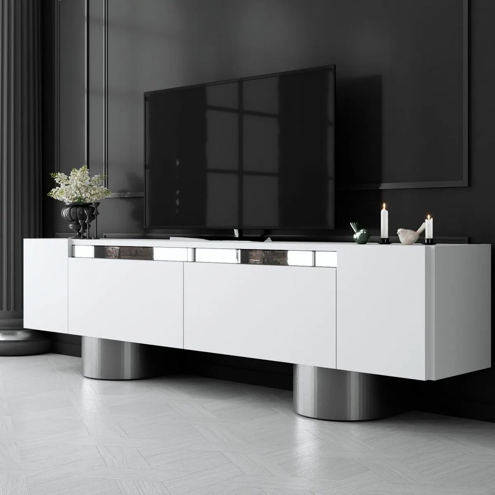 Stolik pod telewizor Bohem White and Silver