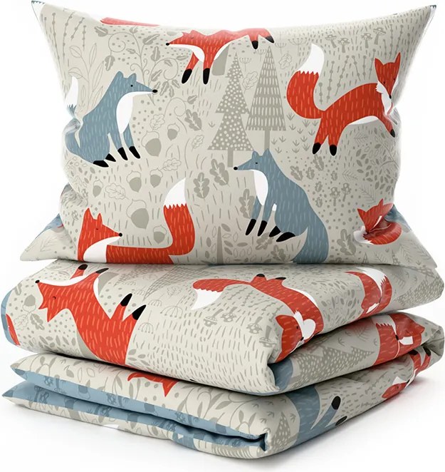 PrzytulneMieszkanie.pl PrzytulneMieszkanie.pl Krepowa pościel do łóżeczka Renforcé FOXIVA szara Rozmiar pościeli: 45 x 65 cm | 90 x 140 cm