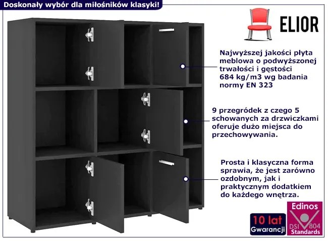 Czarny minimalistyczny regał - Nero 5X
