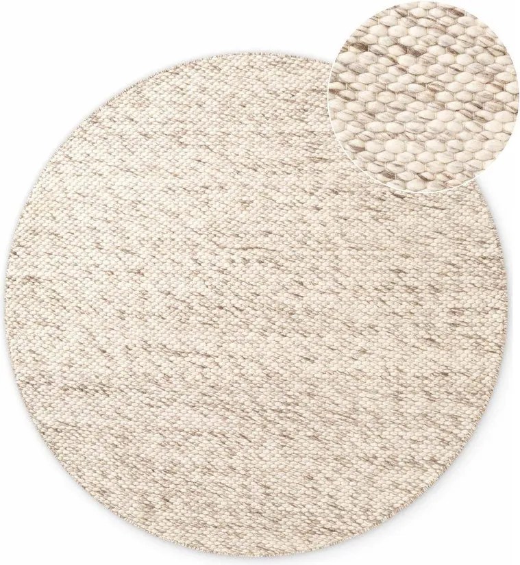 Beżowo-naturalny wełniany okrągły dywan tkany ręcznie ø 160 cm Lyon Beans – Elle Decoration