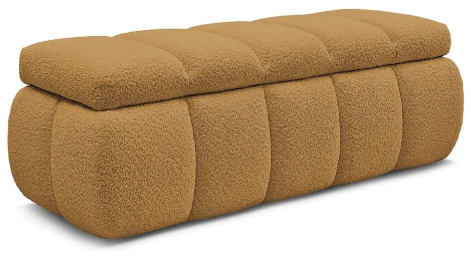 Ławka z materiału bouclé w kolorze ochry – Bobochic Paris