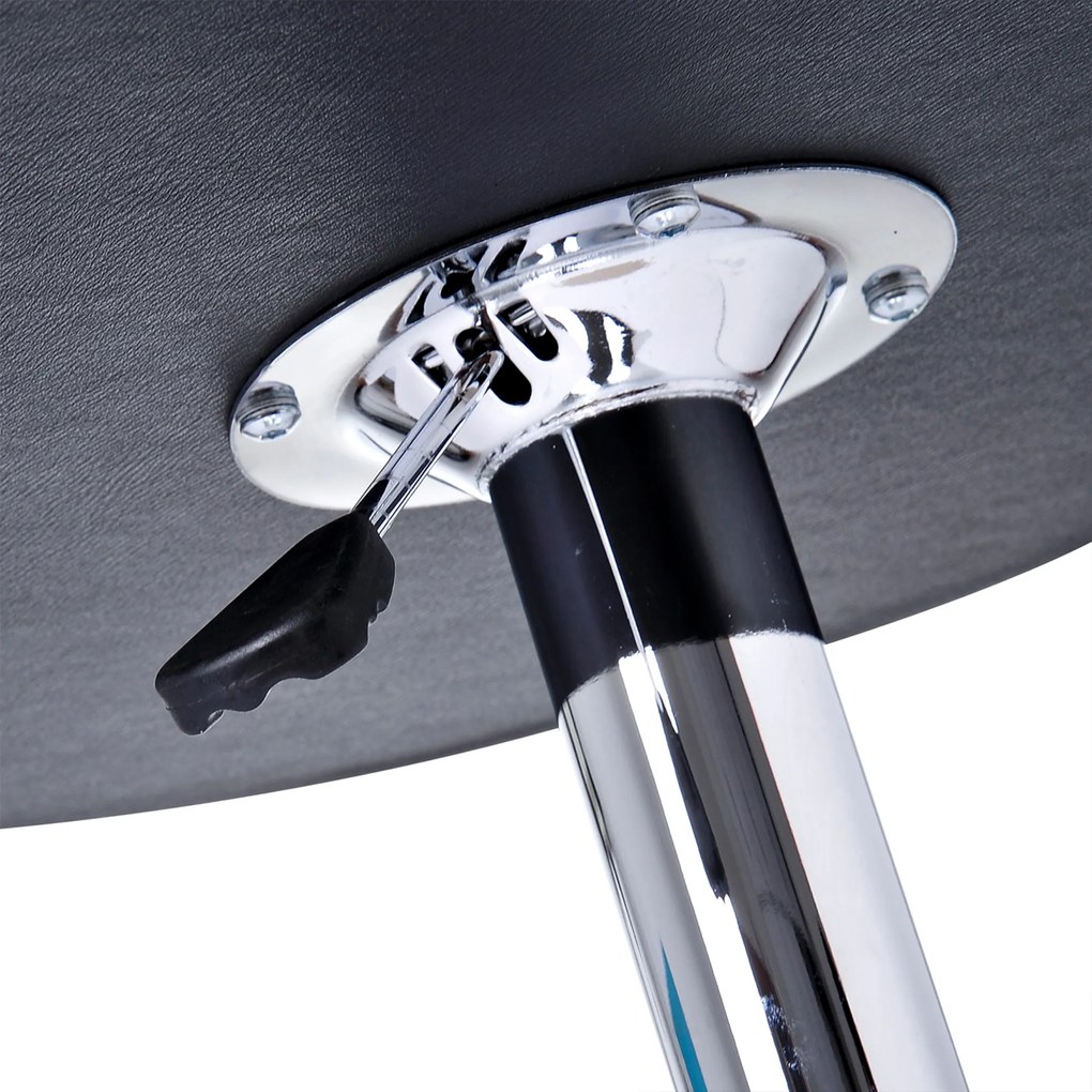 HOMCOM Regulowany Stół Barowy, Pokrycie ze Skóry Ekologicznej, Design Vintage, Czarny + Srebrny