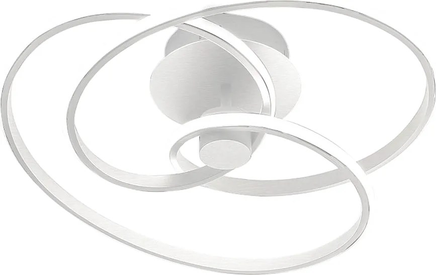 Diva - Nowoczesna lampa sufitowa LED 40W z możliwością ściemniania - Satynowe białe aluminium, ciepłe światło 3000K, 2500lm, dyfuzor silikonowy