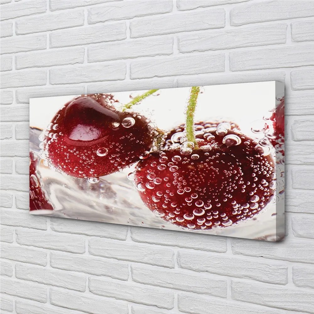 Fotoobraz na płótnie Czereśnie w Kroplach Wody