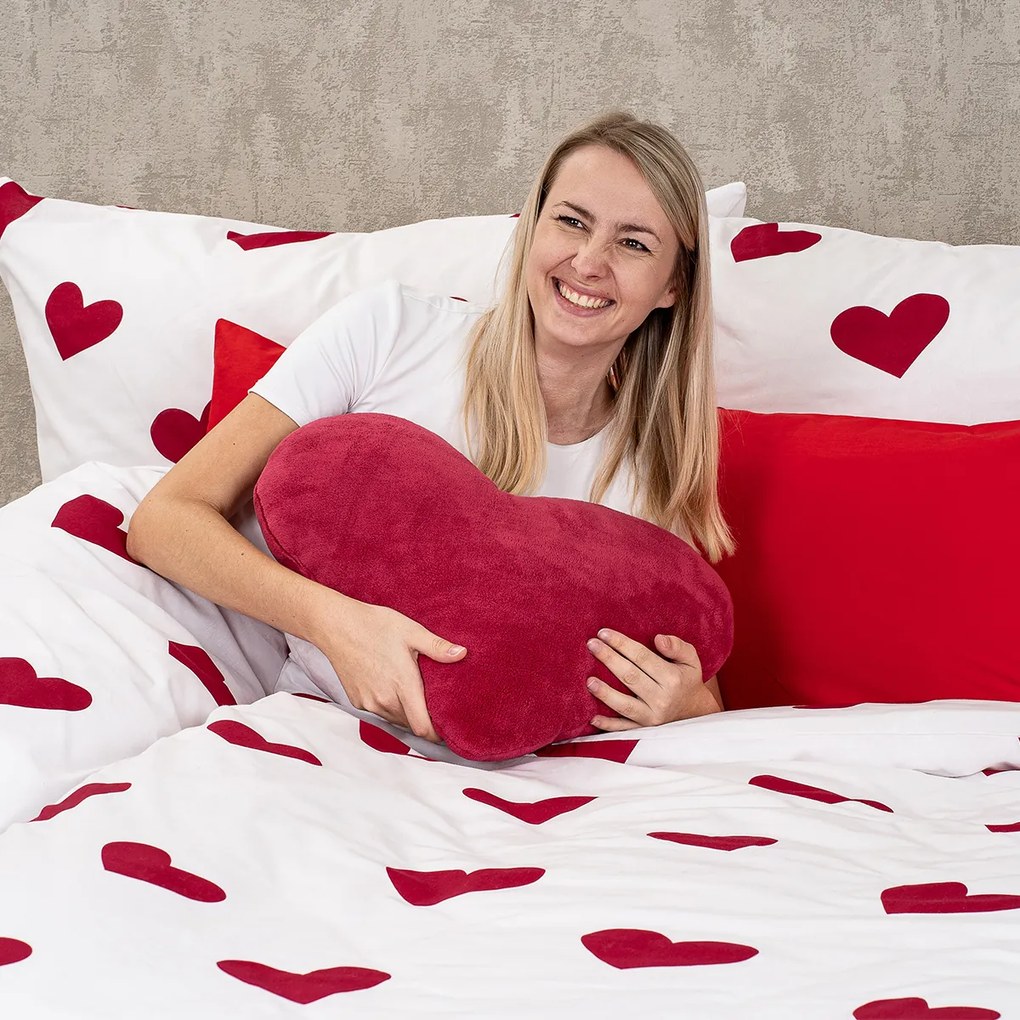 4Home Pościel bawełniana Red Hearts, 220 x 200 cm, 2 szt. 70 x 90 cm