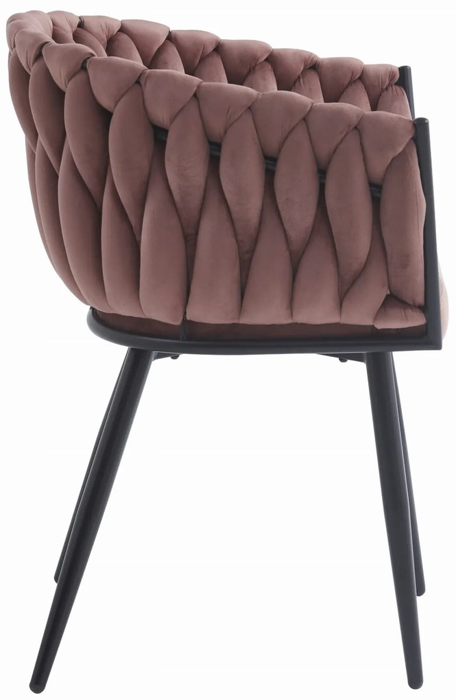 Ciemnoróżowe krzesło jadalniane ORION VELVET z czarnymi nogami