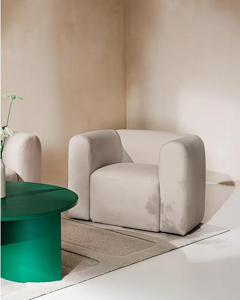 Fotel Flom – nowoczesny fotel welurowy Cloud Beige, wysokość 67 cm