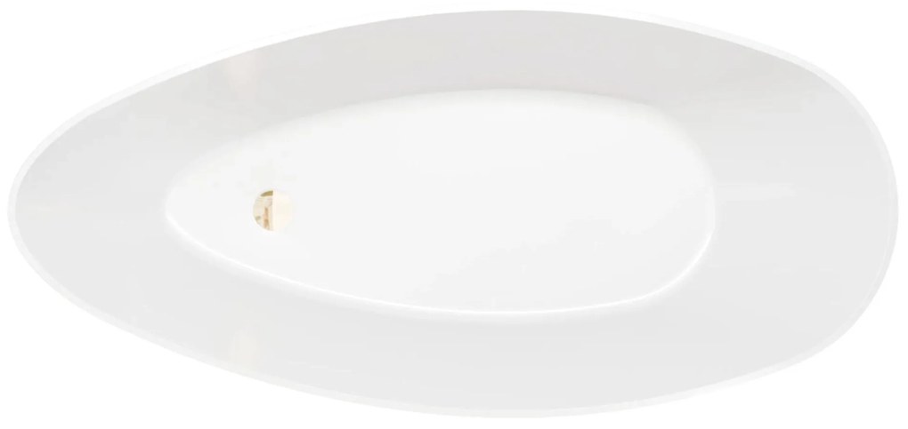 Wanna wolnostojąca MISTE owalna biała z konglomeratu 160 x 70 cm bez przelewu cienki rant | Różne kolory korków : Kolor korka - Złoty