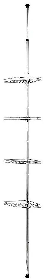 Narożna, teleskopowa półka łazienkowa pod prysznic - aż 4 poziomy