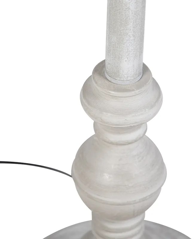 Rustykalna lampa podłogowa szara z czarnym abażurem z lnu - Classico klasyczny/Antyczny Oswietlenie wewnetrzne