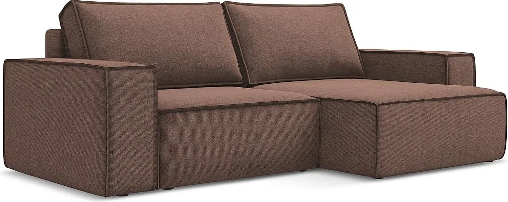 Narożnik prawostronny z funkcją spania - z tkaniny strukturalnej - pudrowy róż - KIMO