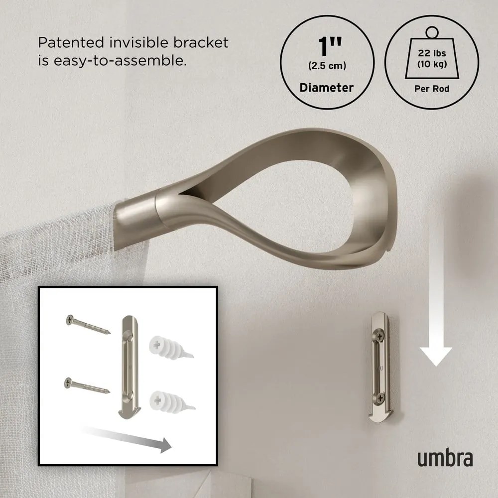 Regulowany karnisz ze stali nierdzewnej 107 - 305 cm Loop – Umbra