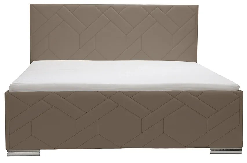 Łóżko tapicerowane z pojemnikiem i materacem TRE 120x200 cm Ciemny brąz