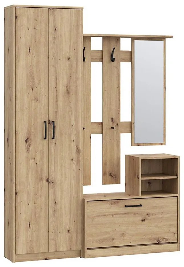 Panel przedpokojowy KAVI z lustrem, dąb artisan