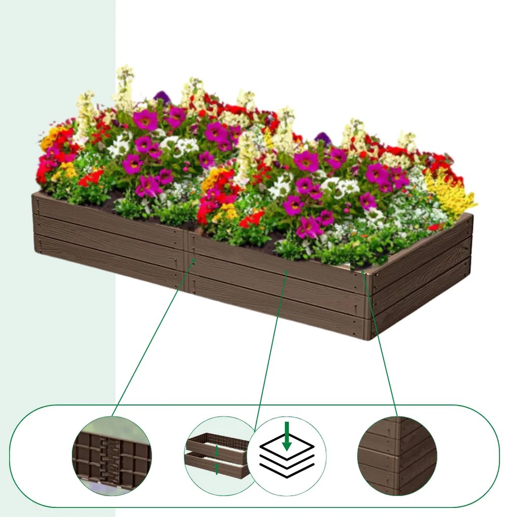 Podwyższona grządka WOODY 149x75,6x25cm, brązowa Prosperplast