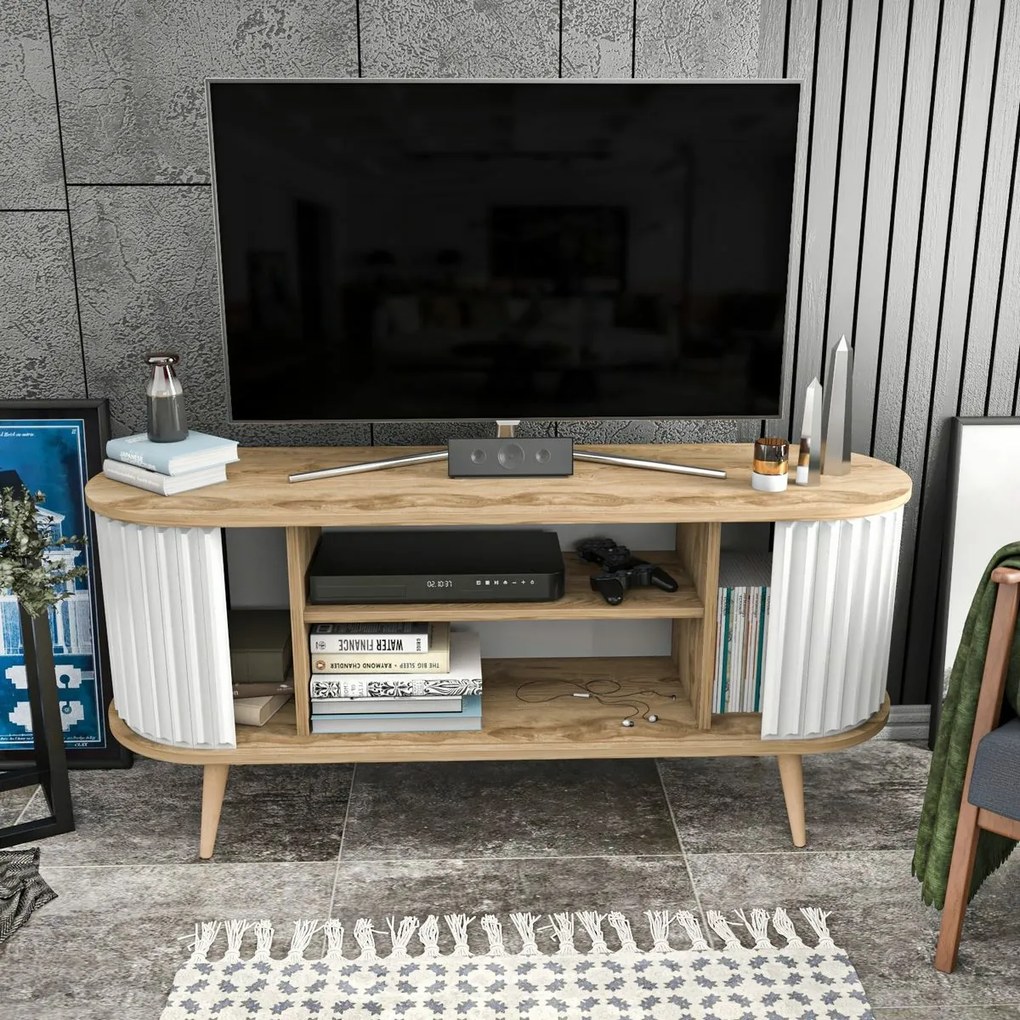 Stolik pod telewizor Stor Oak and White I