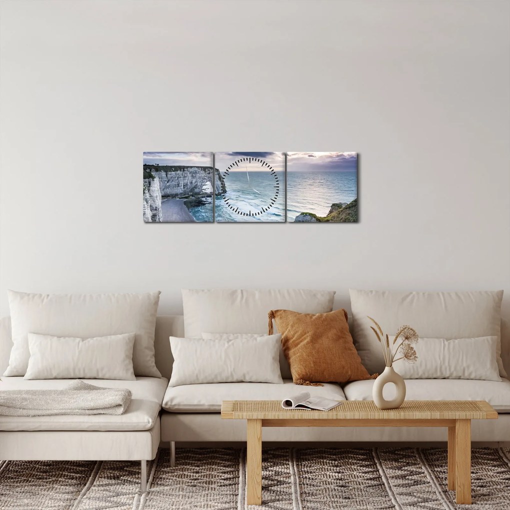 Obraz klifów (z zegarem) (90x30 cm)