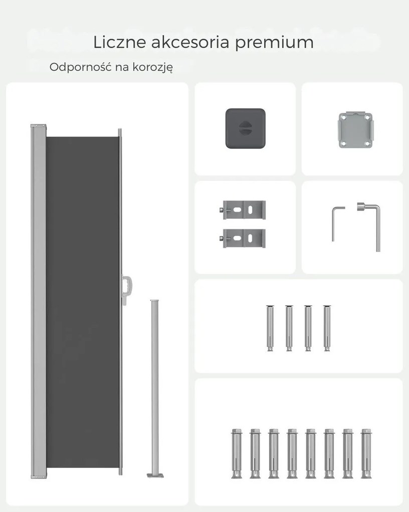 Markiza boczna HORIZON na taras, 160x300cm, szary SongmicsHome