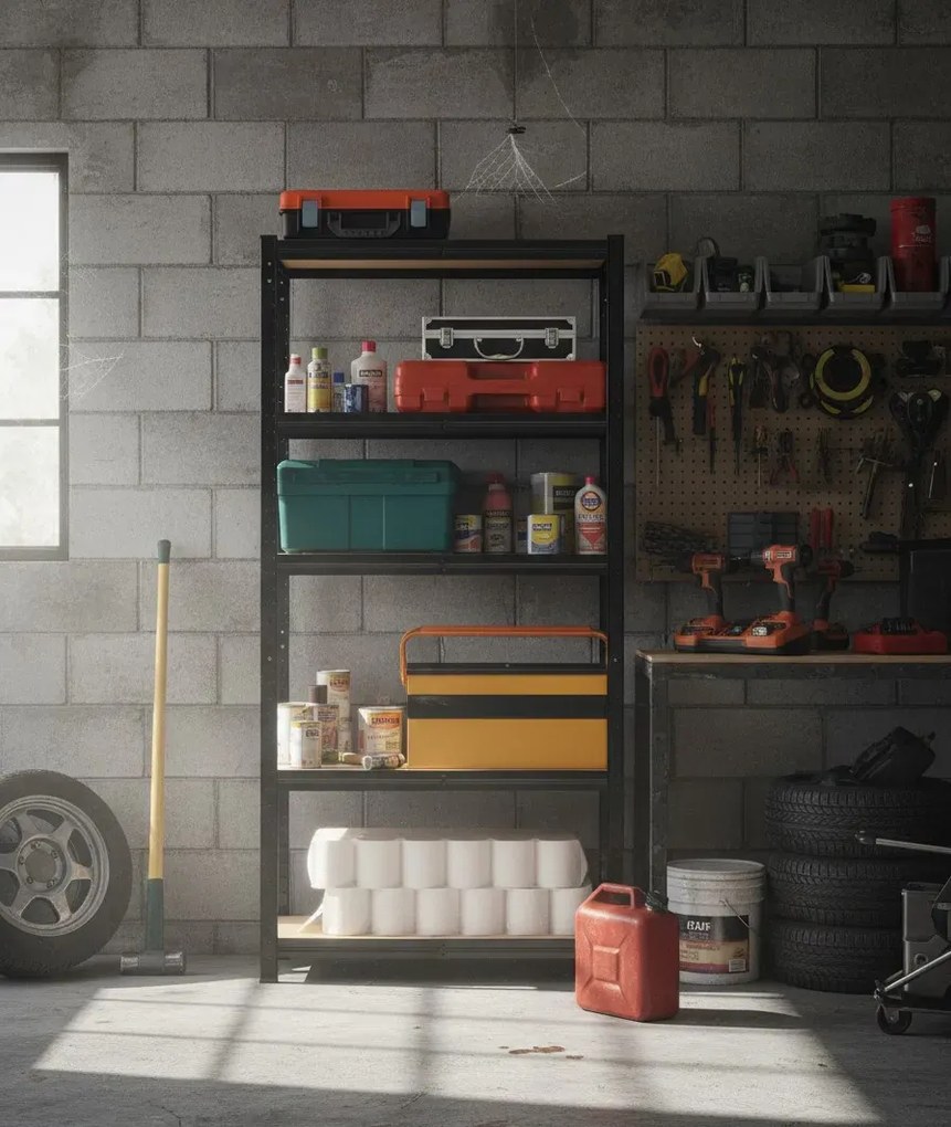 Czarny regał magazynowy 154 cm H9-M09