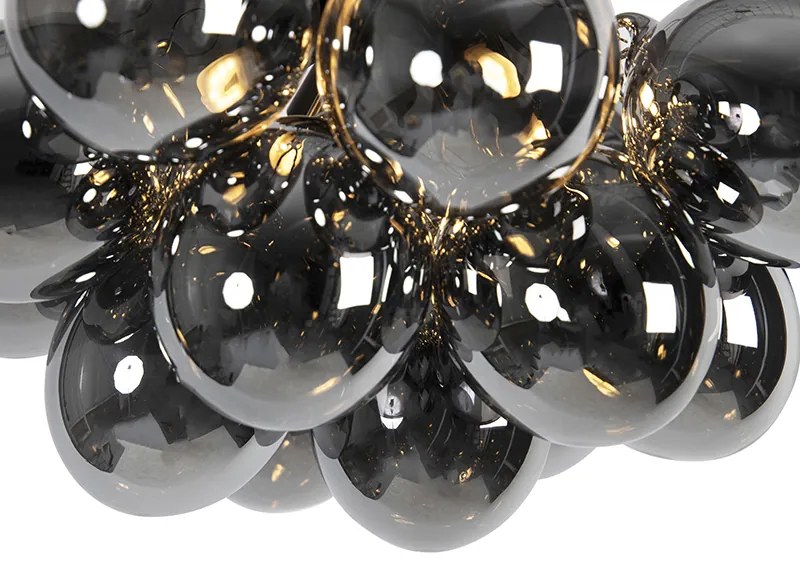 Designerska lampa sufitowa czarna z przydymionym szkłem 4-światłowa - UvasDesignerski Oswietlenie wewnetrzne