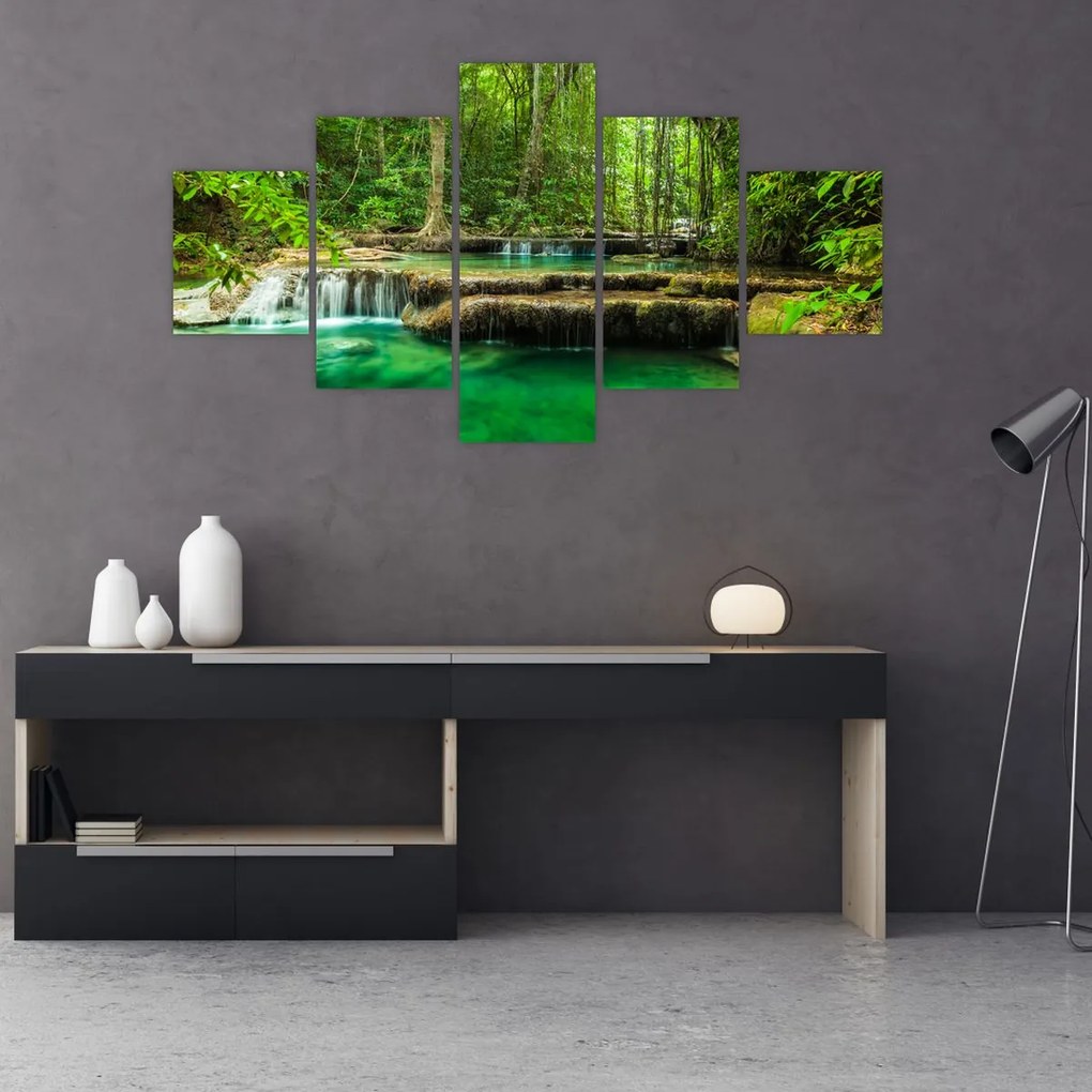 Obraz - Zielony wodospad (125x70 cm)