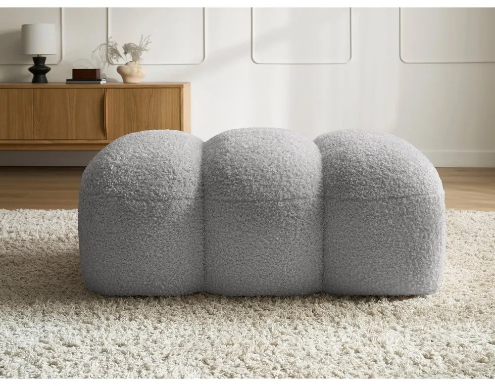 Jasnoszary podnóżek z materiału bouclé Hippolyte – Bobochic Paris