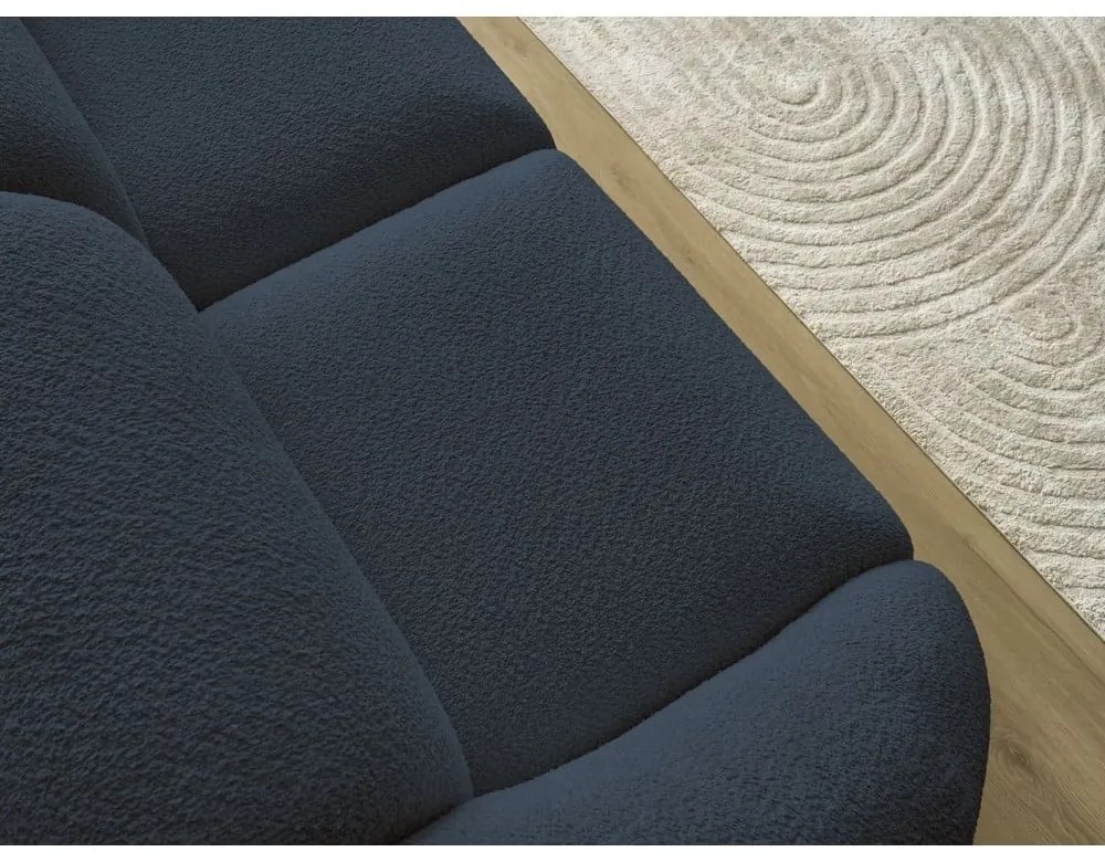 Ciemnoniebieska sofa z materiału bouclé 230 cm Tina – Bobochic Paris