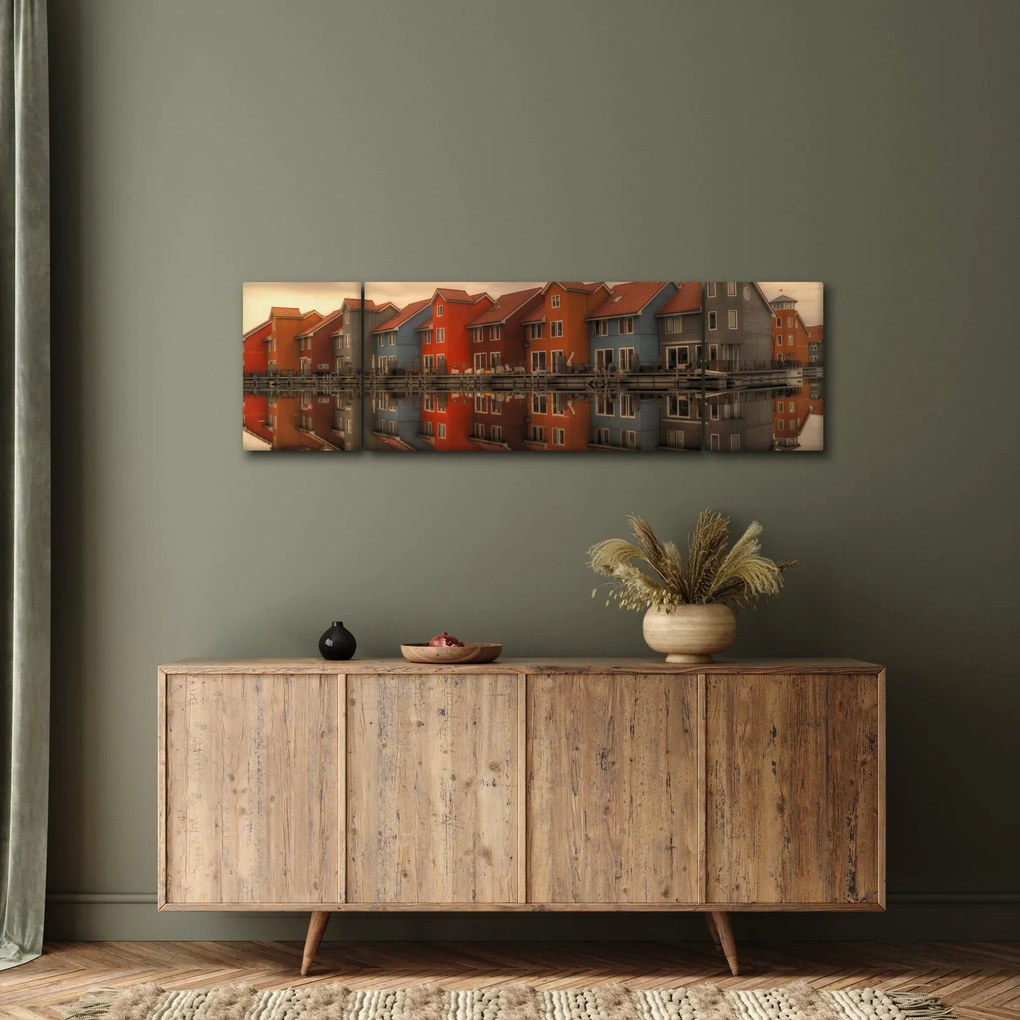 Obraz kolorowych domów (170x50 cm)