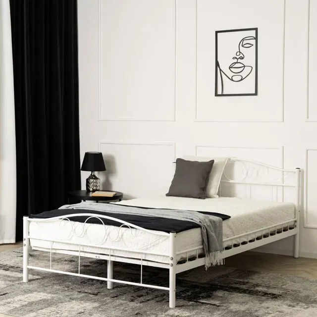 Białe metalowe łóżko z zagłówkiem 120x200 A7-B26