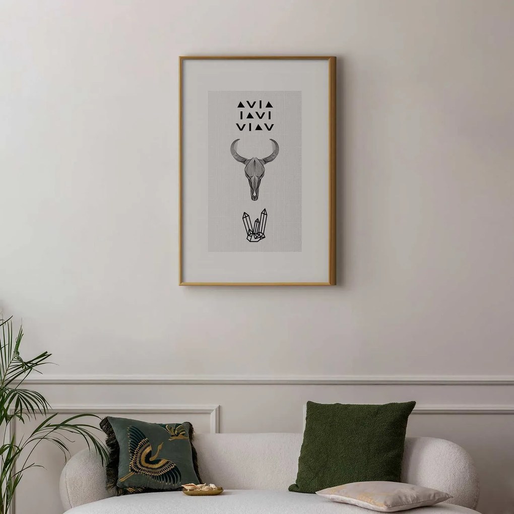 Plakat Zwierzęca czaszka 29,7x42 cm z ramą złotą z marginesem ARTGEIST B