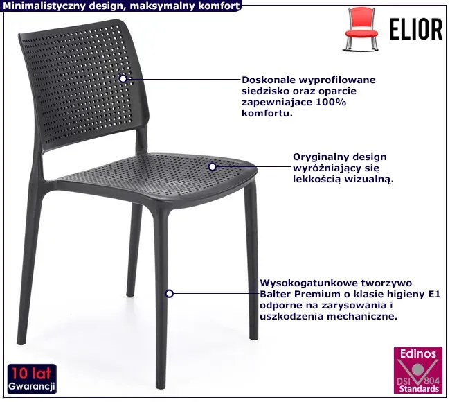 Czarne ażurowe krzesło sztaplowane do ogrodu Z2-F00