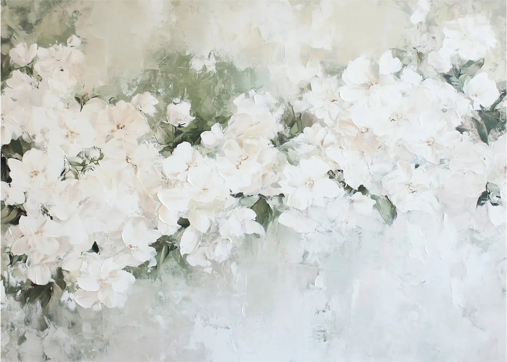 Obraz na szkle - Abstrakcja białych kwiatów (70x50 cm)