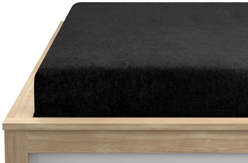 PrzytulneMieszkanie.pl Frotte prześcieradło EXCLUSIVE czarne 90 x 200 cm