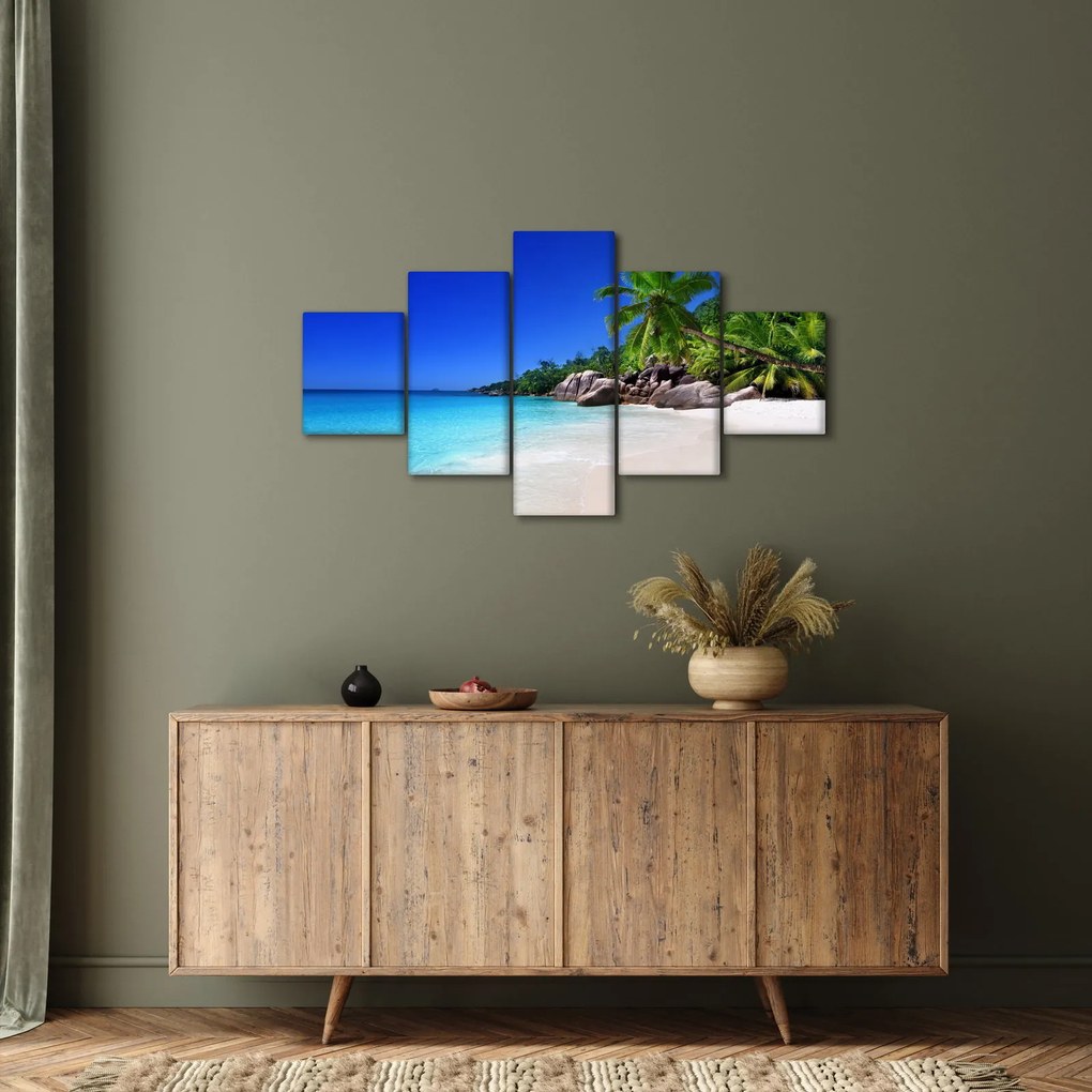 Obraz plaży na wyspie Praslin (125x70 cm)