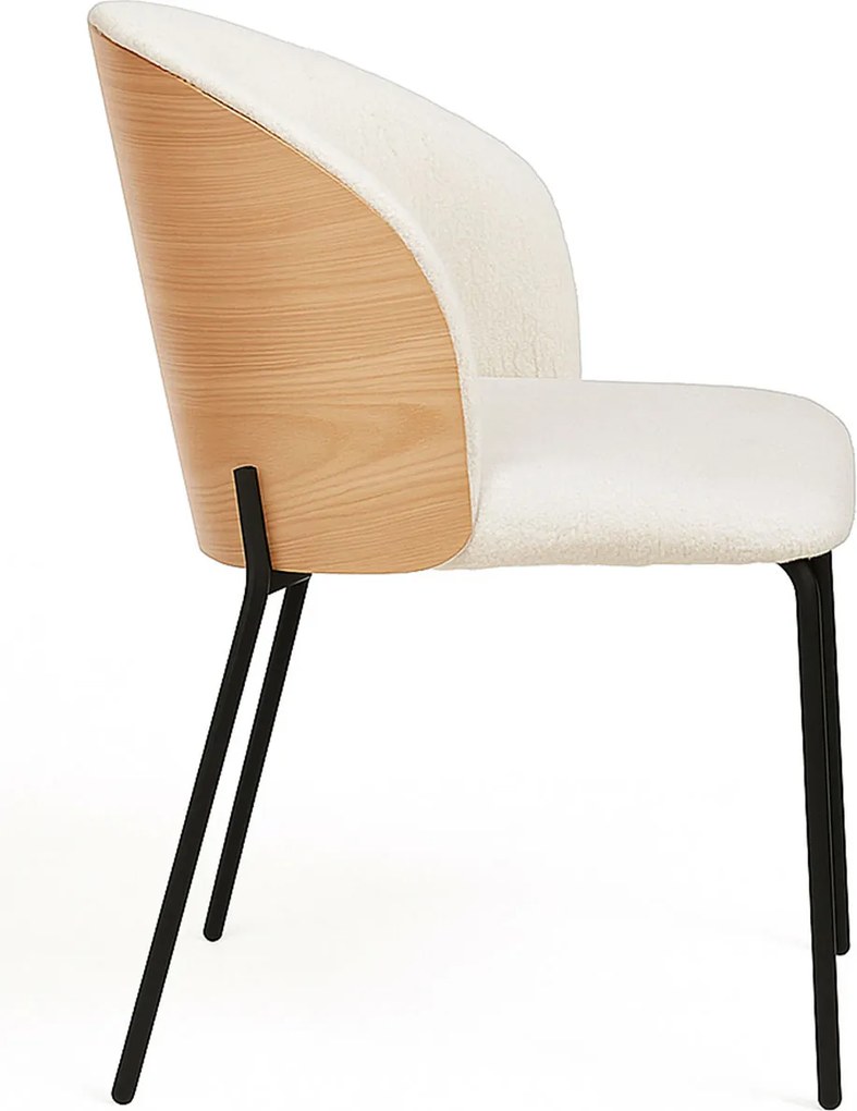 Zestaw 4 Krzese Glacia Biaa Tkanina z Tapicerowanym Drewnianym Oparciem