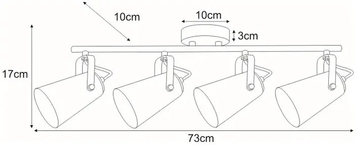 Metalowa lampa sufitowa z ruchomymi kloszami - S988 Razia 3X