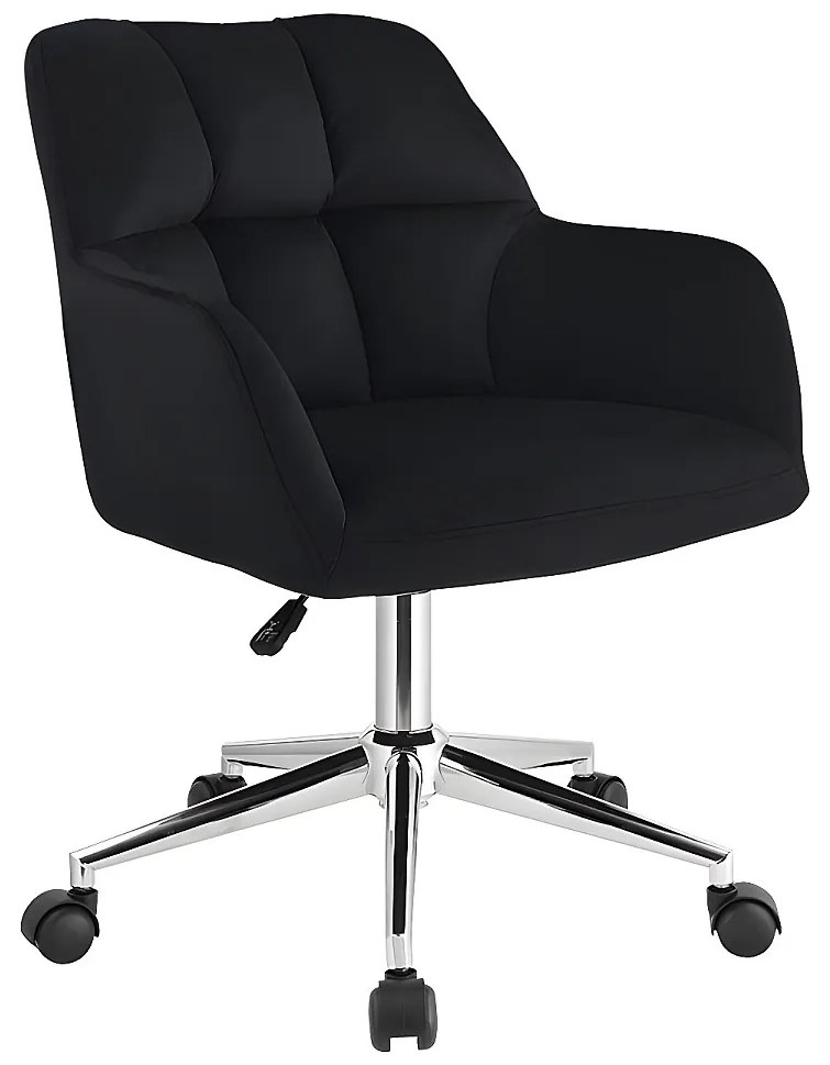 Krzesło biurowe - Welur - Czarne - Regulowana wysokość - PEGA