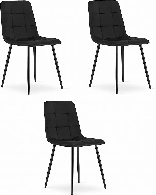 Krzesło Valora PYRA w czarnym aksamitnym nowoczesnym stylu do salonu x3