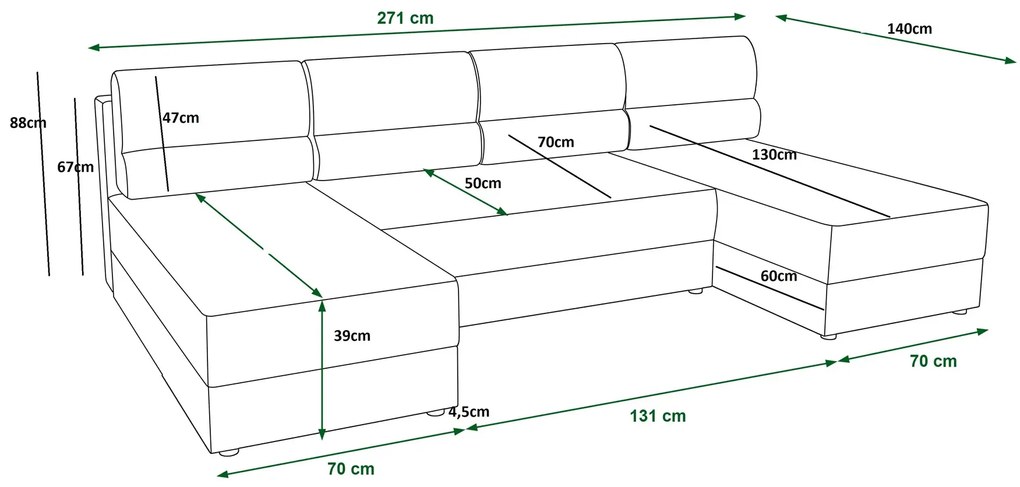 Granatowy narożnik z pojemnikiem na pościel C0-D44