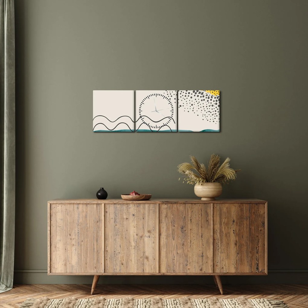 Obraz - Abstrakcyjny obraz plaży N⁰1 (z zegarem) (90x30 cm)