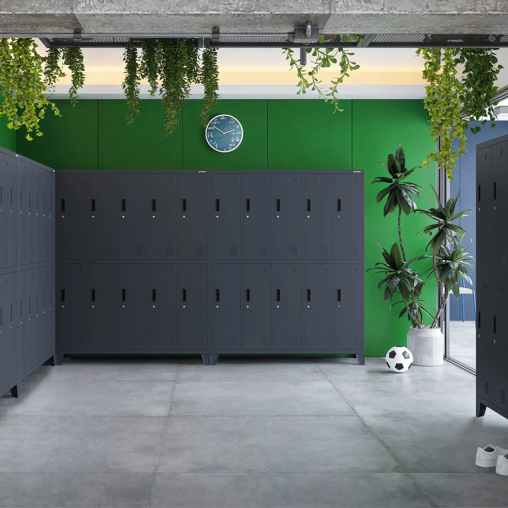 Szafa socjalna BHP ubraniowa 10-drzwiowa antracytowa: BARTEK 1360 x 1720 x 450 mm